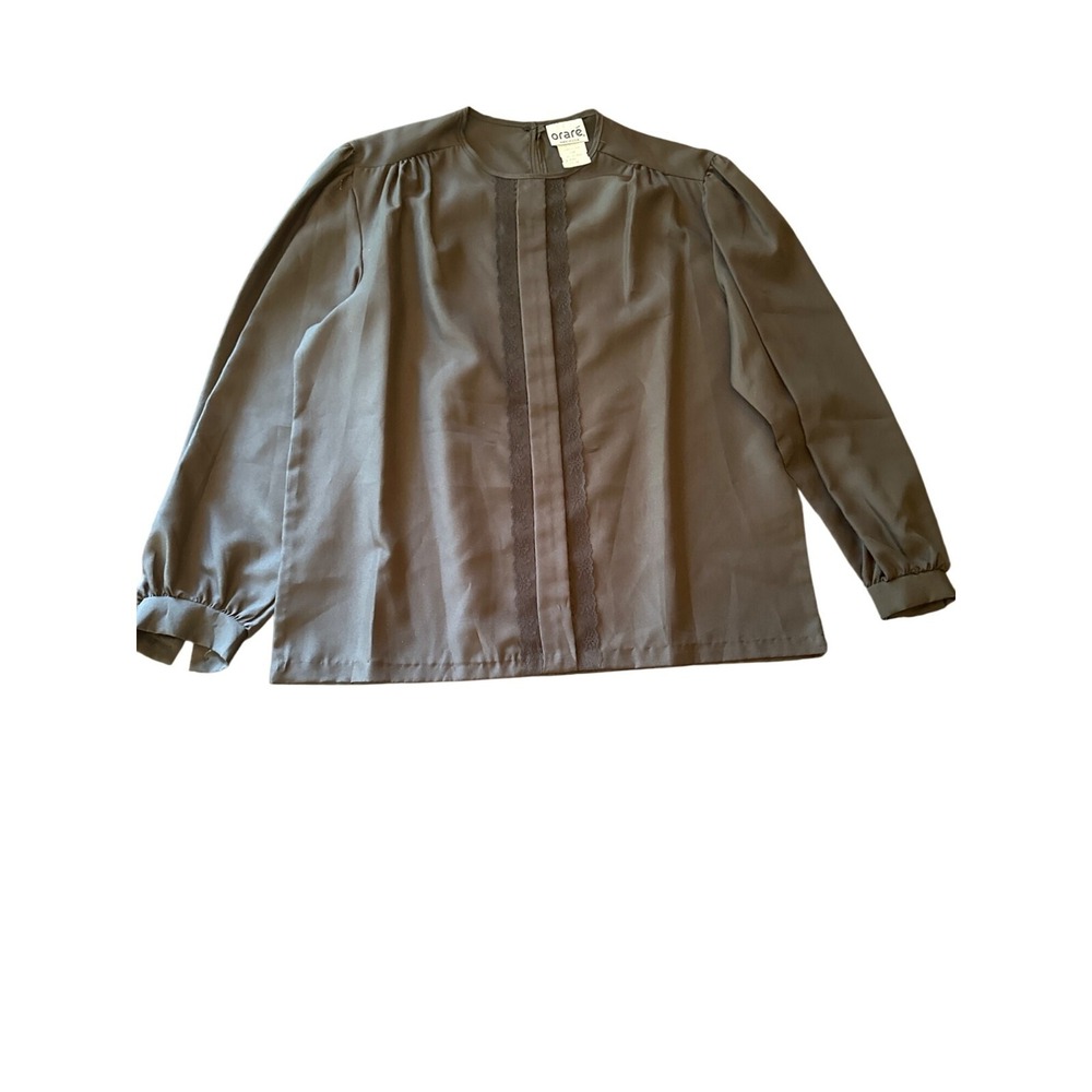 NWT Vintage 80s Oraré Womens Black Long-Sleeve Career Blouse Size Medium